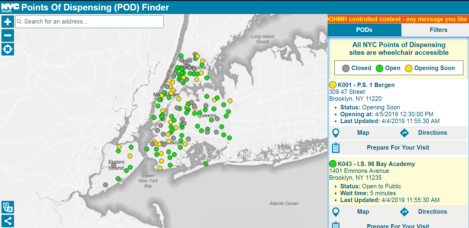 Points of Dispensing Finder